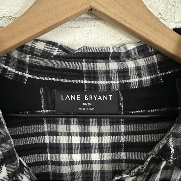 LANE BRYANT Black & White Plaid Flannel Shirt - Picture 4 of 10